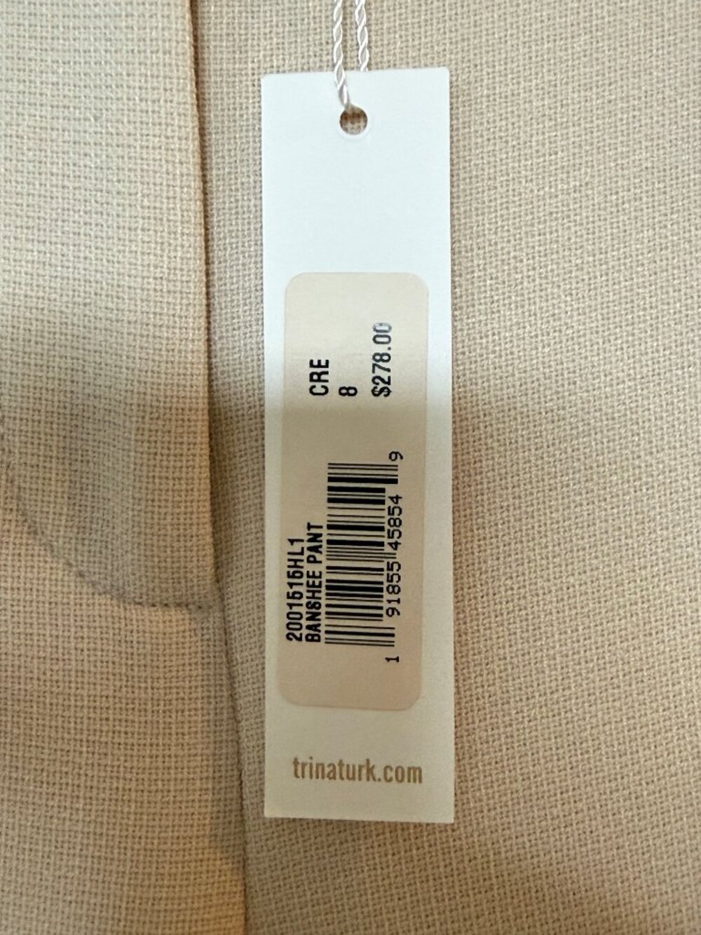 Trina Turk Banshee Cropped Cuff Hem Pants, NWT Size 8, Cream - Picture 4 of 6